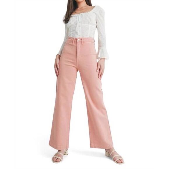 Just Black Denim - Just Black Denim Pink High Rise Wide Leg Jeans Sz 24